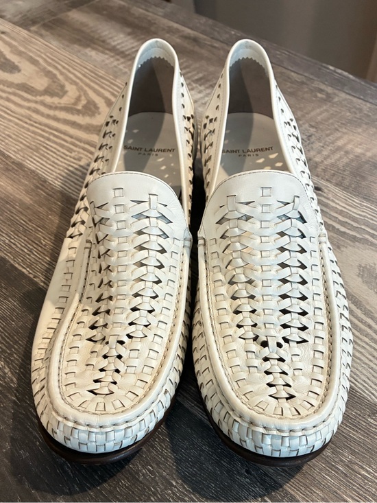 Saint Laurent Other - Saint Laurent White Woven Leather Slip-On Loafers